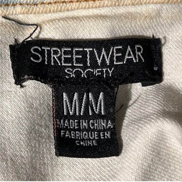 Sale Streetwear Society Women's Jean Vest M Blue Distressed Cropped - Picture 7 of 10